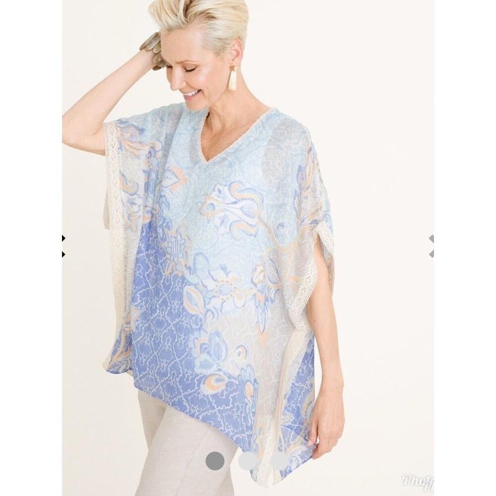 Chico's linen poncho blouse - Picture 2 of 11
